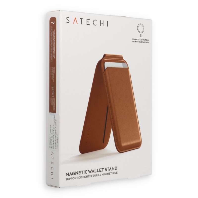 SPOTT-GR Satechi Vegan Leather Wallet Stand - Δερμάτινο Θηκάκι για Κάρτες με Stand και Υποστήριξη MagSafe σε Καφέ Χρώμα