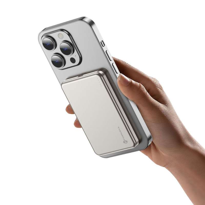 SPOTT-GR Forcell F-Energy Slim F5K9 - Power Bank 5000mAh με Υποστήριξη MagSafe (QC4.0 PD3.0) 15W σε Άσπρο Χρώμα