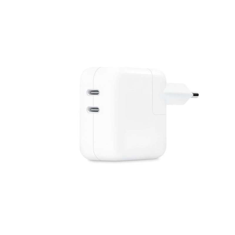 SPOTT-GR Apple MW2K3ZM/A - Γνήσιος Φορτιστής με Διπλή Υποδοχή Type-C 35W σε Άσπρο Χρώμα (Antistatic Package)