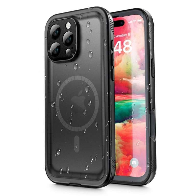 SPOTT-GR Shellbox Dot Waterproof Case Αδιάβροχη Θήκη με Υποστήριξη MagSafe για Apple iPhone 16 Pro σε Μαύρο Χρώμα