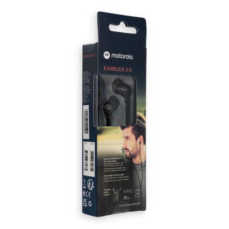 SPOTT-GR Motorola Earbuds 3-S - Ενσύρματα In-Ear Ακουστικά με Μικρόφωνο σε Μαύρο Χρώμα