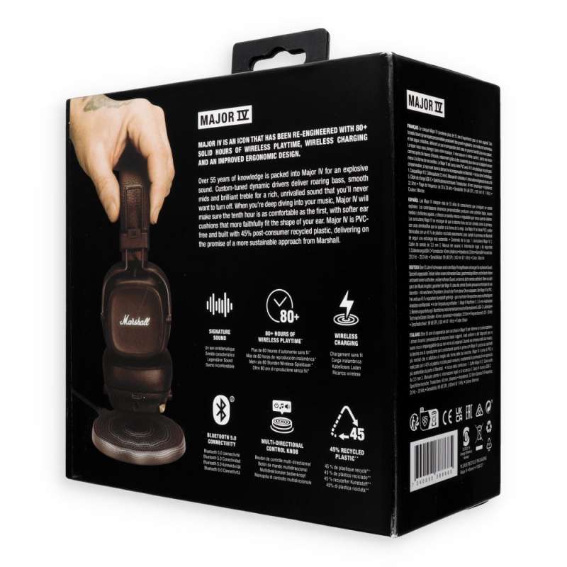 SPOTT-GR Marshall Major IV - Ασύρματα Over-Ear Aκουστικά Bluetooth σε Καφέ Χρώμα