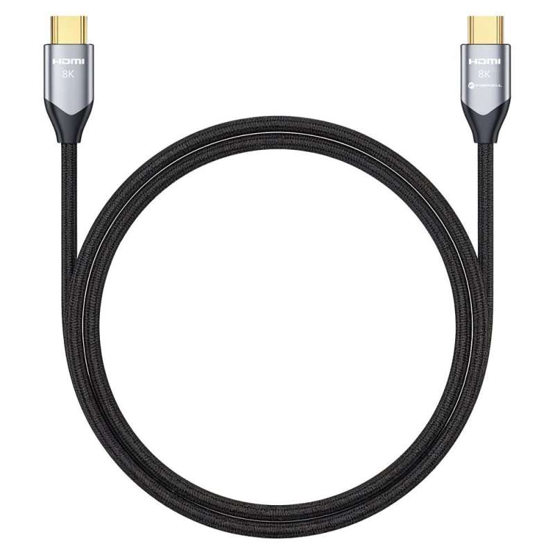SPOTT-GR Forcell Καλώδιο HDMI 2.1 με Ανάλυση 8K 60Hz / 4K 120Hz (Ultra High Speed, HDR, eARC, VRR, 48Gbps) 2m σε Μαύρο Χρώμα