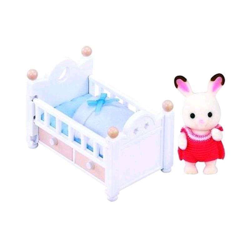 SPOTT-GR Sylvanian Families - Φιγούρα Chocolate Bunnies Baby με Κούνια και Ύψος 5cm