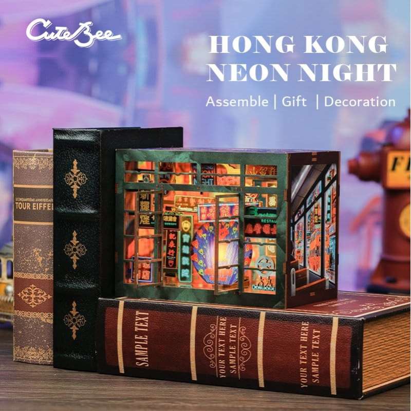 SPOTT-GR Book Nook Hong Kong Neon Light - DIY Διόραμα με Διαστάσεις 13 x 17cm