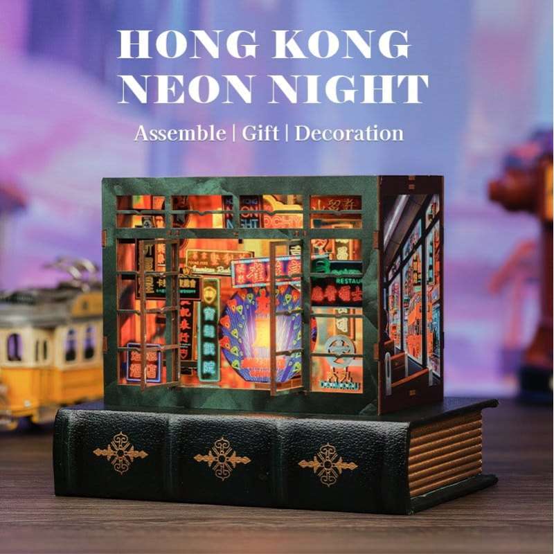 SPOTT-GR Book Nook Hong Kong Neon Light - DIY Διόραμα με Διαστάσεις 13 x 17cm