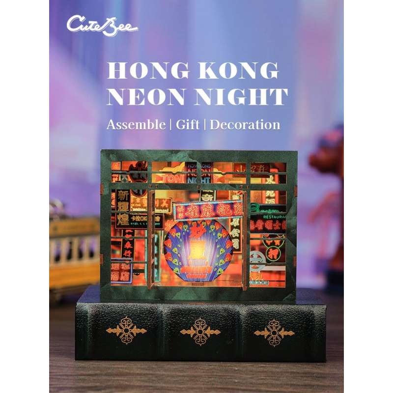 SPOTT-GR Book Nook Hong Kong Neon Light - DIY Διόραμα με Διαστάσεις 13 x 17cm
