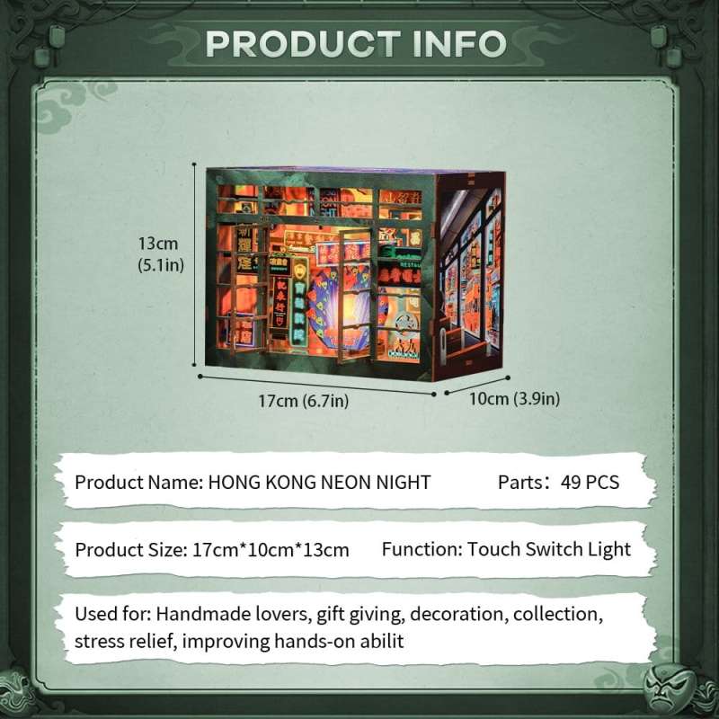 SPOTT-GR Book Nook Hong Kong Neon Light - DIY Διόραμα με Διαστάσεις 13 x 17cm