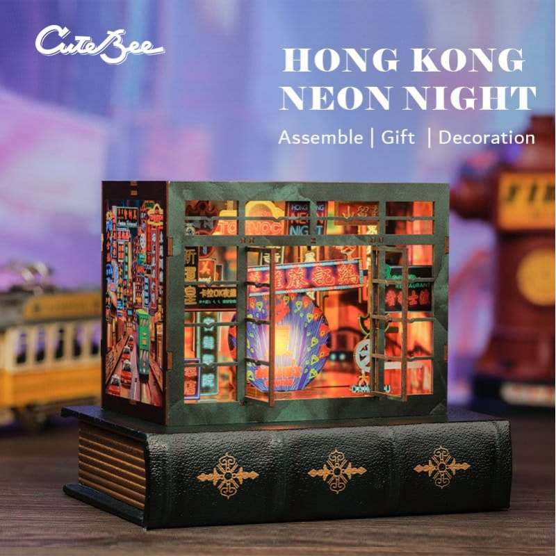 SPOTT-GR Book Nook Hong Kong Neon Light - DIY Διόραμα με Διαστάσεις 13 x 17cm