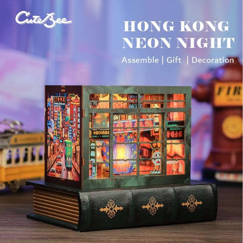 SPOTT-GR Book Nook Hong Kong Neon Light - DIY Διόραμα με Διαστάσεις 13 x 17cm