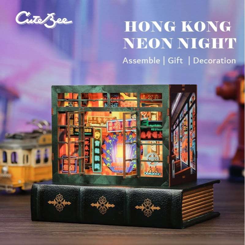 SPOTT-GR Book Nook Hong Kong Neon Light - DIY Διόραμα με Διαστάσεις 13 x 17cm