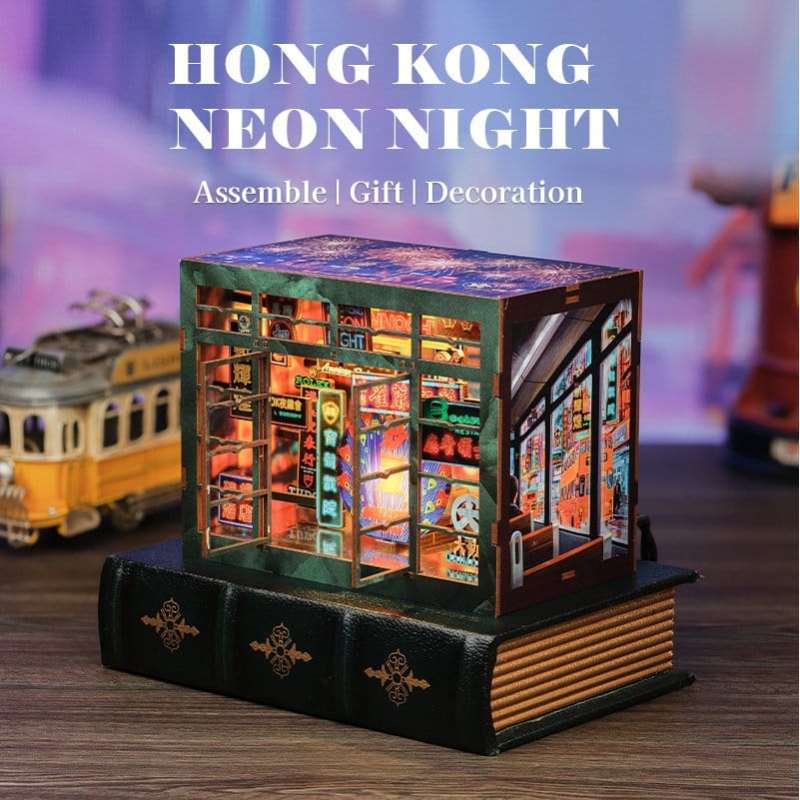SPOTT-GR Book Nook Hong Kong Neon Light - DIY Διόραμα με Διαστάσεις 13 x 17cm