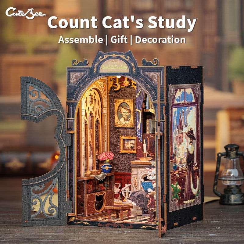 SPOTT-GR Book Nook - Κιτ Μοντελισμού Count Cat´s Study με Διαστάσεις 17 x 12cm