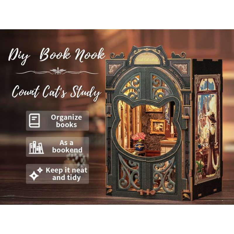 SPOTT-GR Book Nook - Κιτ Μοντελισμού Count Cat´s Study με Διαστάσεις 17 x 12cm
