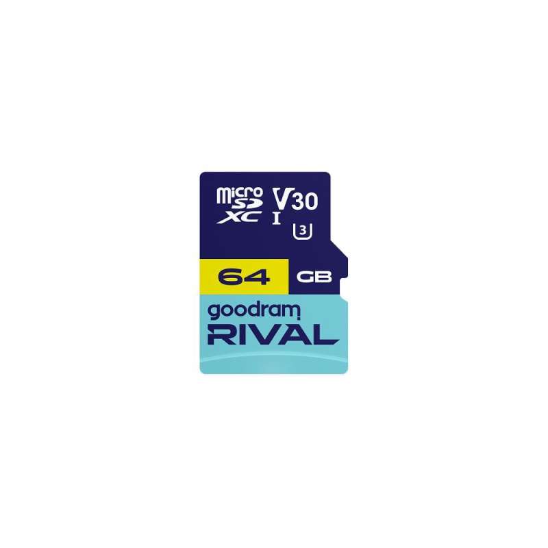 SPOTT-GR Goodram Rival - Κάρτα Μνήμης microSD 64GB 100MB/s class 10 UHS-I V30 με Αντάπτορα SD