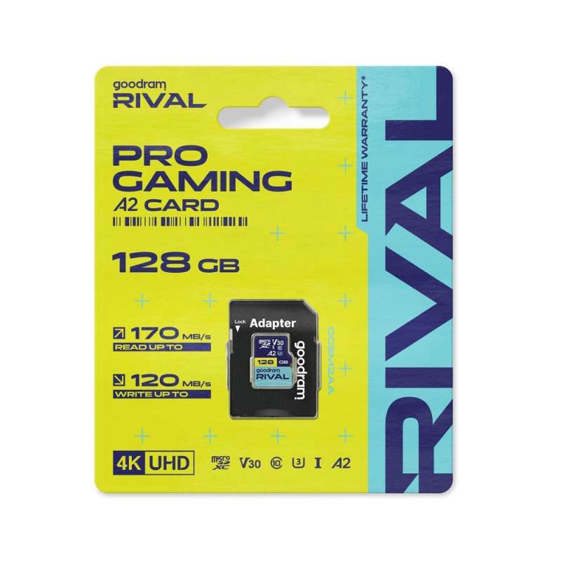 SPOTT-GR Goodram Rival -  Κάρτα Μνήμης microSD 128GB 100MB/s class 10 UHS-I V30 A2 με Αντάπτορα SD