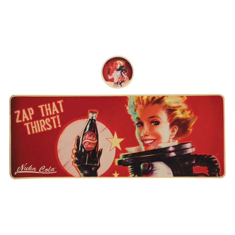 SPOTT-GR Fallout - Mouse Pad Nuka-Cola με Διάσταση 800 x 300mm Σετ με Σουβέρ σε Κόκκινο Χρώμα