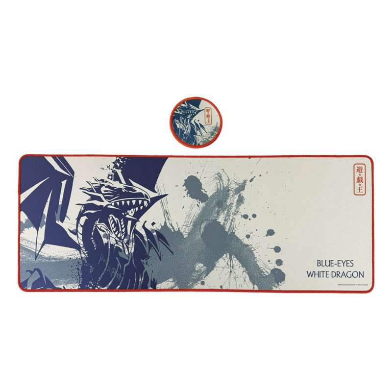 SPOTT-GR Yu-Gi-Oh! - Mouse Pad Blue-Eyes White Dragon με Διάσταση 800 x 300mm Σετ με Σουβέρ σε Μπεζ Χρώμα