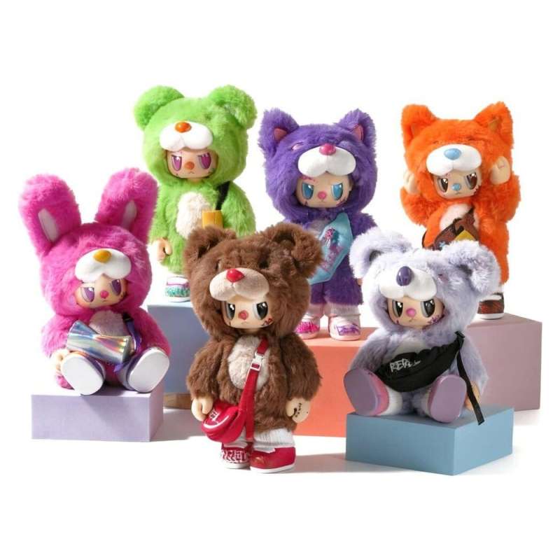 SPOTT-GR Rebel Bears Plush - Φιγούρες Δράσης Blind Box Movable Series Display με Ύψος 18cm (Σετ 6 Τεμάχια)
