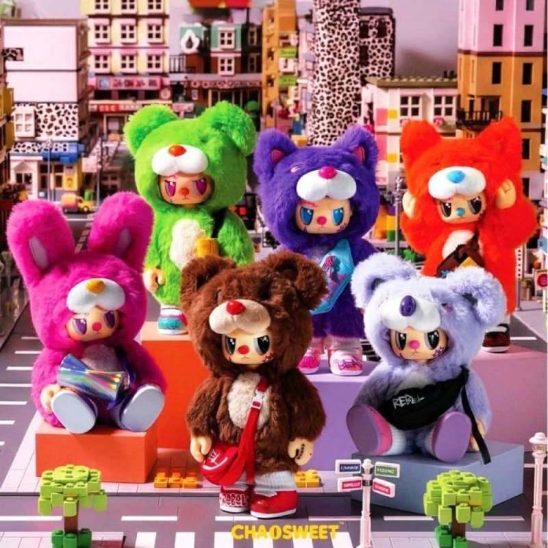 SPOTT-GR Rebel Bears Plush - Φιγούρες Δράσης Blind Box Movable Series Display με Ύψος 18cm (Σετ 6 Τεμάχια)