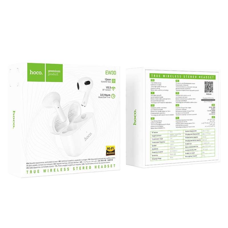 SPOTT-GR Hoco EW30 Intelligent - Ασύρματα In-Ear Ακουστικά σε Άσπρο Χρώμα