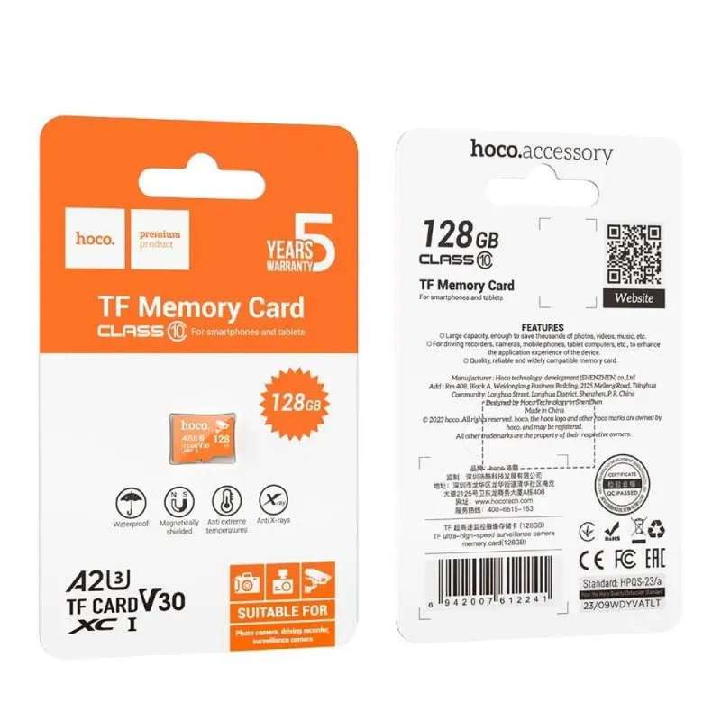 SPOTT-GR Hoco Orange 128GB - Κάρτα Μνήμης microSD 128GB Class 10 UH-1 U3 V30 A2