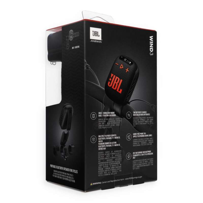 SPOTT-GR JBL Wind 3 - Ασύρματο Ηχείο Bluetooth με Βάση Τιμονιού Ποδηλάτου σε Μαύρο / Πορτοκαλί Χρώμα