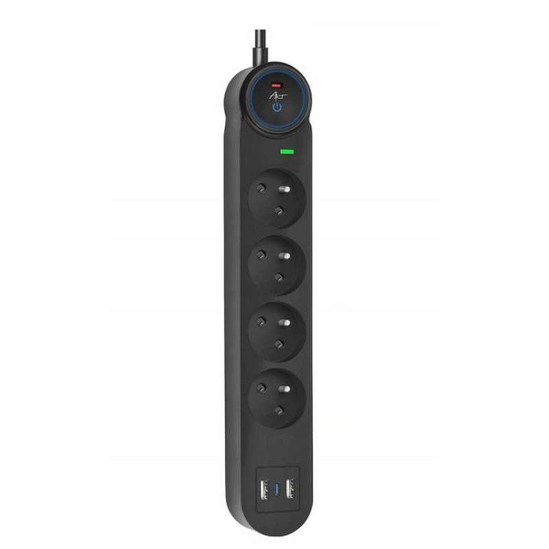 SPOTT-GR Art FU810 - Πολύπριζο με 4 Υποδοχές και Θύρες Φόρτισης 2 x USB-A / 1 x Type-C 1.5m σε Μαύρο Χρώμα