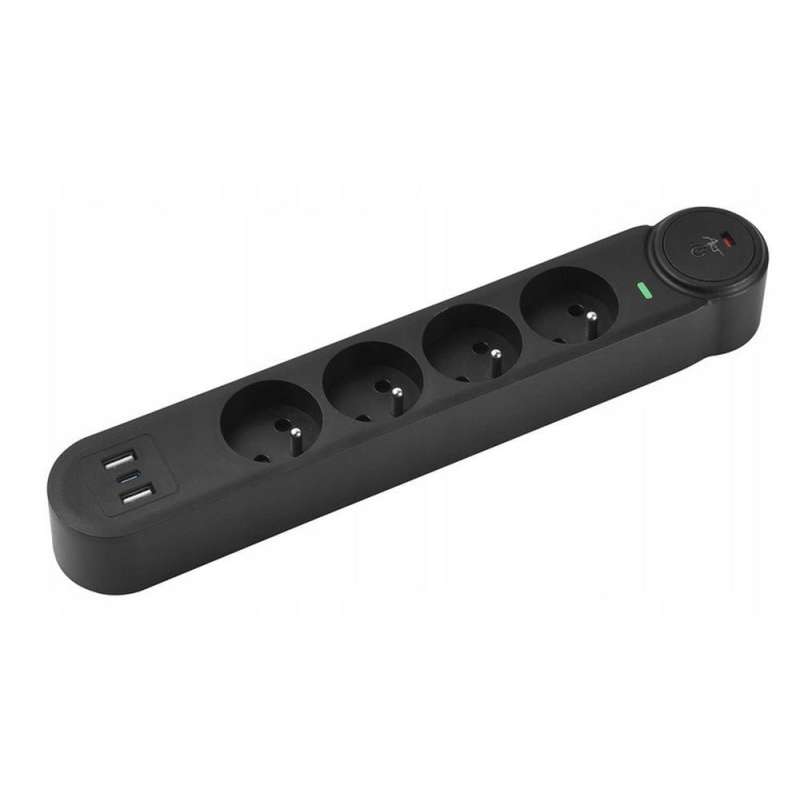 SPOTT-GR Art FU810 - Πολύπριζο με 4 Υποδοχές και Θύρες Φόρτισης 2 x USB-A / 1 x Type-C 1.5m σε Μαύρο Χρώμα