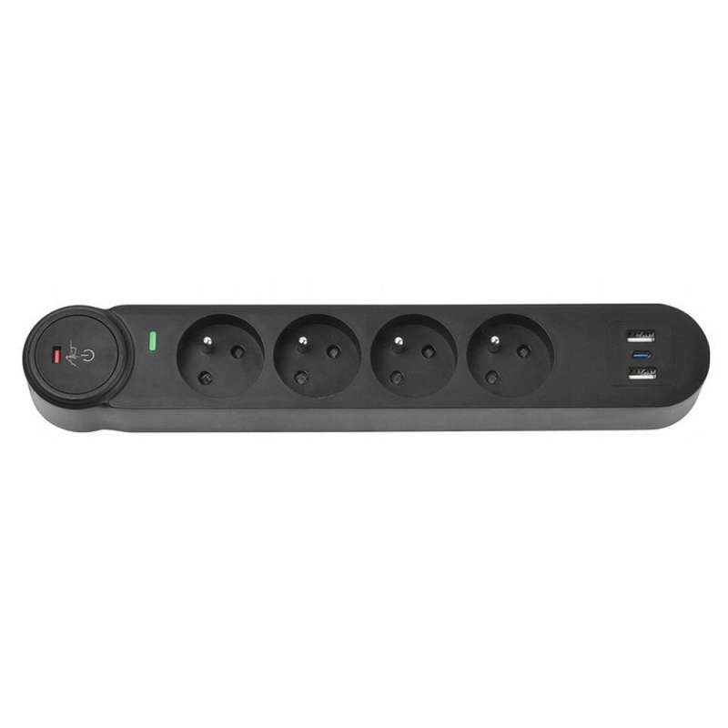 SPOTT-GR Art FU810 - Πολύπριζο με 4 Υποδοχές και Θύρες Φόρτισης 2 x USB-A / 1 x Type-C 1.5m σε Μαύρο Χρώμα