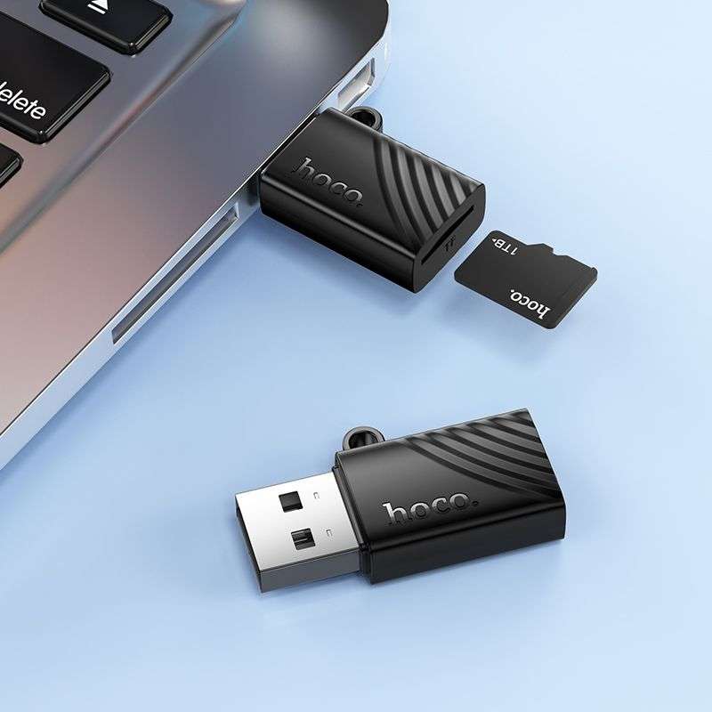 SPOTT-GR Hoco HB53 - Αναγνώστης Καρτών Μνήμης MicroSD με Υποδοχή USB-A σε Μαύρο Χρώμα