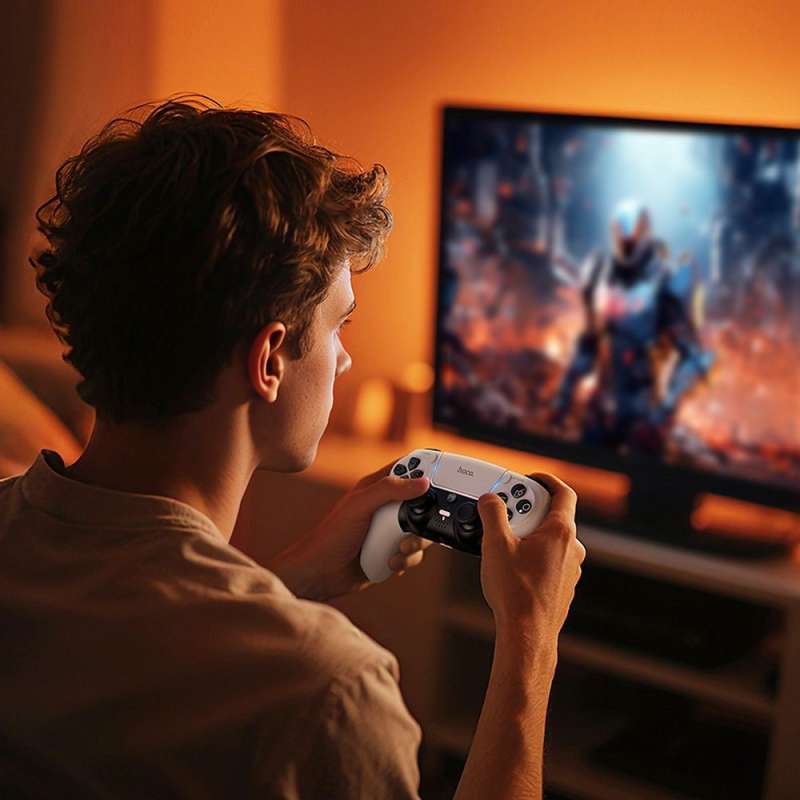 SPOTT-GR Hoco GA32 - Ασύρματο Gaming Χειριστήριο Συμβατό με PS4 / PS5 σε Άσπρο Χρώμα