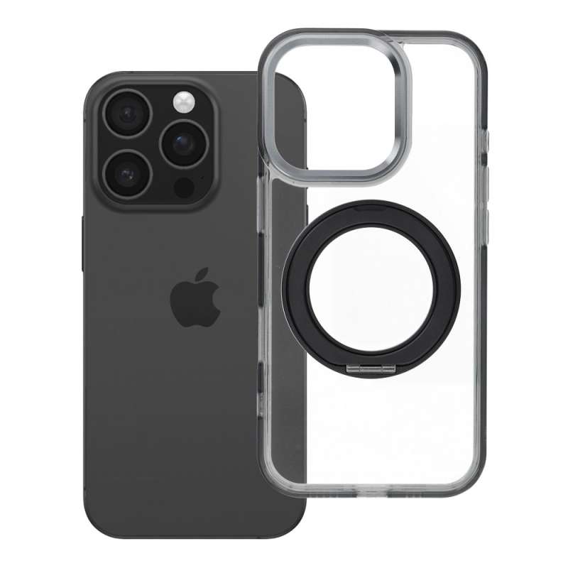 SPOTT-GR Frame Circle Stand - Θήκη για Apple iPhone 16 Pro με Υποστήριξη MagSafe σε Μαύρο Χρώμα