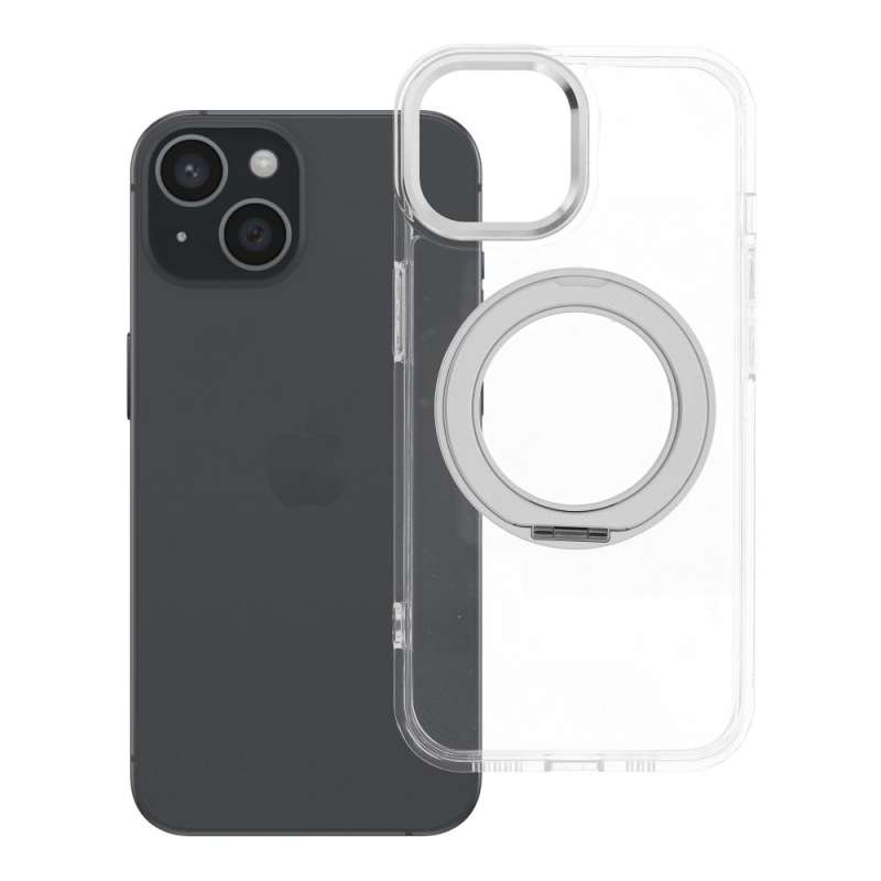 SPOTT-GR Frame Circle Stand - Θήκη για Apple iPhone 15 με Υποστήριξη MagSafe Διάφανη