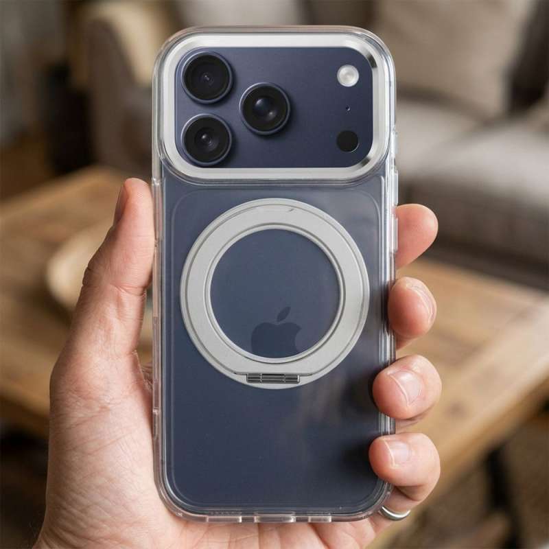 SPOTT-GR Frame Circle Stand - Θήκη για Apple iPhone 14 με Υποστήριξη MagSafe Διάφανη