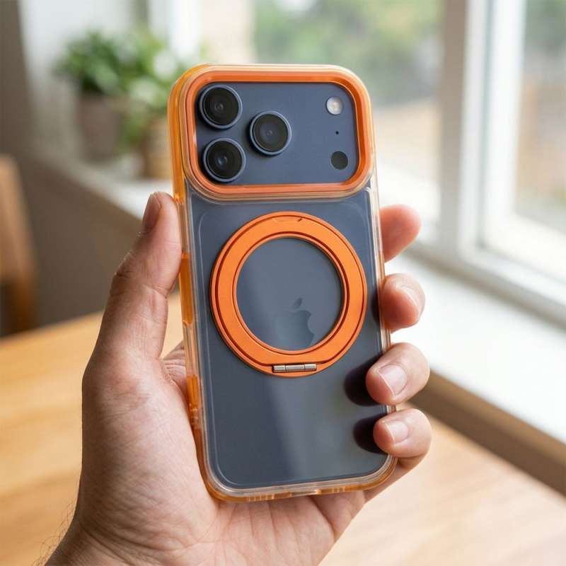 SPOTT-GR Frame Circle Stand - Θήκη για Apple iPhone 17 Pro / 18 Pro με Υποστήριξη MagSafe σε Πορτοκαλί Χρώμα
