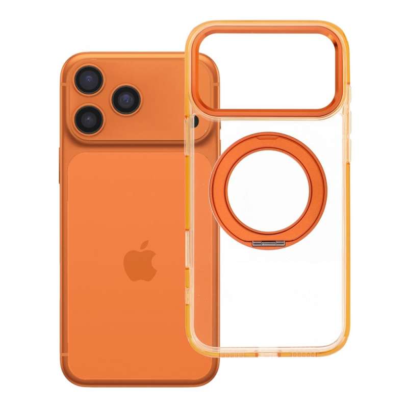 SPOTT-GR Frame Circle Stand - Θήκη για Apple iPhone 17 Pro Max με Υποστήριξη MagSafe σε Πορτοκαλί Χρώμα (Low Camera Edge)
