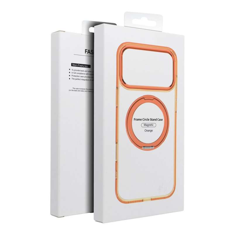 SPOTT-GR Frame Circle Stand - Θήκη για Apple iPhone 17 Pro Max με Υποστήριξη MagSafe σε Πορτοκαλί Χρώμα (Low Camera Edge)