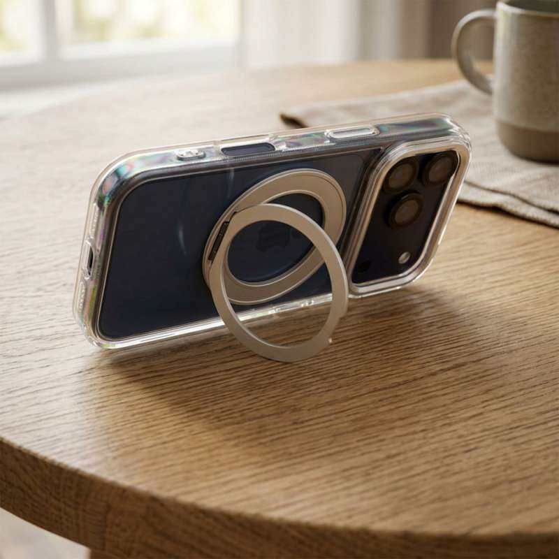 SPOTT-GR Frame Circle Stand - Θήκη για Apple iPhone 17 Pro Max με Υποστήριξη MagSafe Διάφανη (Low Camera Edge)