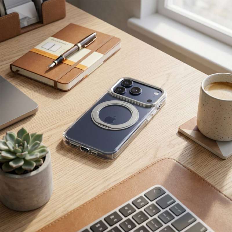 SPOTT-GR Frame Circle Stand - Θήκη για Apple iPhone 14 Pro με Υποστήριξη MagSafe Διάφανη