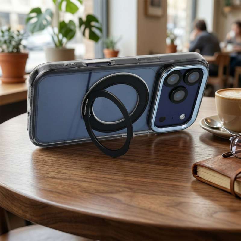 SPOTT-GR Frame Circle Stand - Θήκη για Apple iPhone 13 Pro με Υποστήριξη MagSafe σε Μαύρο Χρώμα