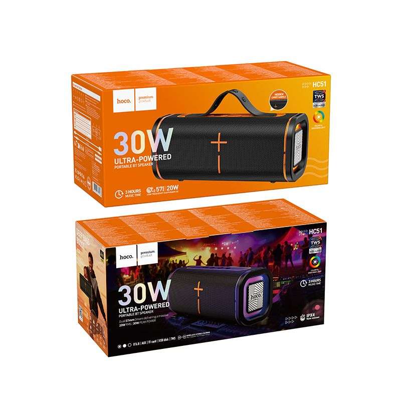 SPOTT-GR Hoco HC51 - Φορητό Ηχείο Bluetooth με Ισχύ 30W και Αυτονομία 5 Ώρες σε Μαύρο Χρώμα