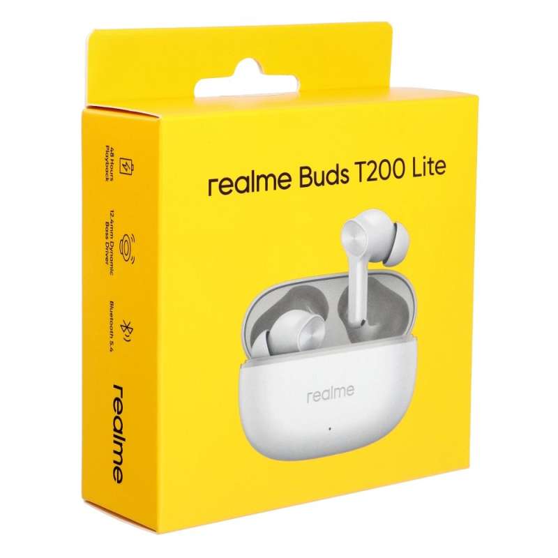 SPOTT-GR Realme Buds T200 Lite - Ασύρματα In-Ear Ακουστικά Bluetooth με AI, ENC και 4 Μικρόφωνα σε Ασημί Χρώμα