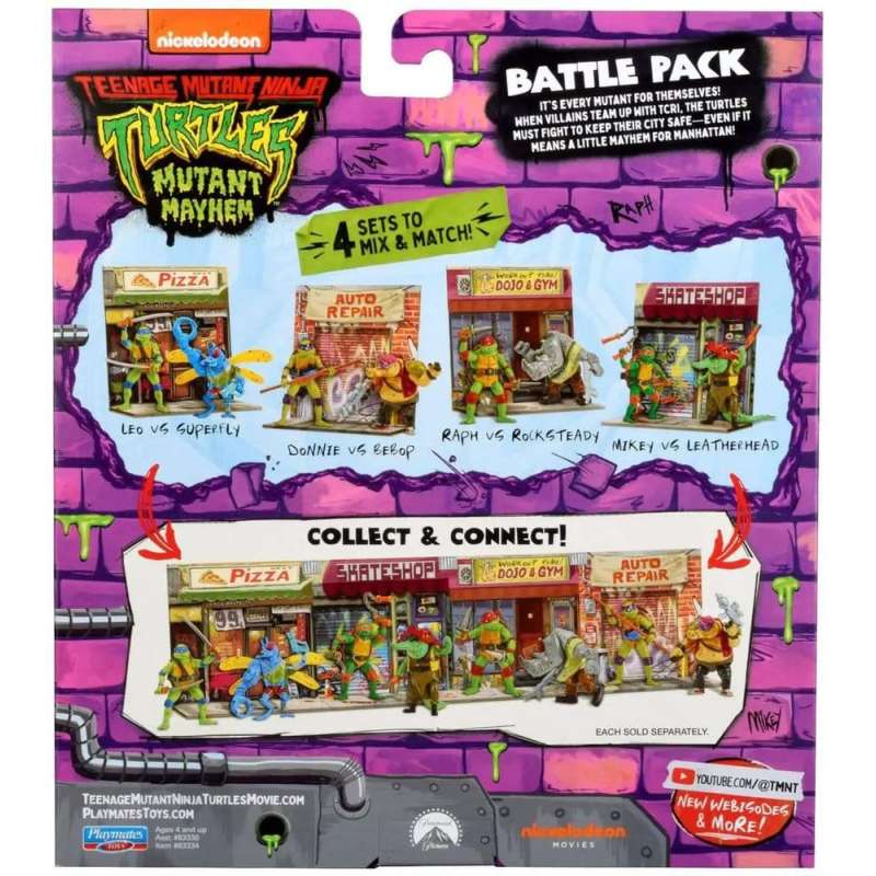 SPOTT-GR Teenage Mutant Ninja Turtles: Mutant Mayhem Battle Pack - Φιγούρες Δράσης Raphael vs. Rocksteady Μεγέθους 11cm