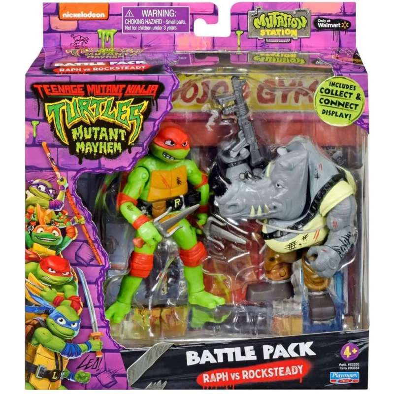 SPOTT-GR Teenage Mutant Ninja Turtles: Mutant Mayhem Battle Pack - Φιγούρες Δράσης Raphael vs. Rocksteady Μεγέθους 11cm