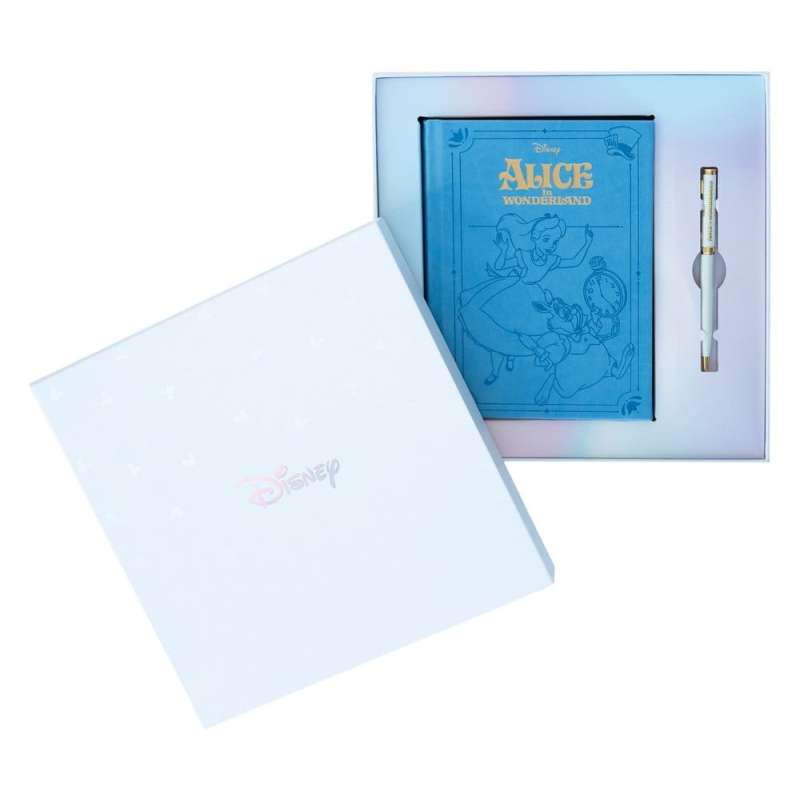 SPOTT-GR Alice in Wonderland - Premium Σημειωματάριο Αλίκη Στην Χώρα των Θαυμάτων Μεγέθους A5 Σετ με Στυλό σε Μπλε Χρώμα