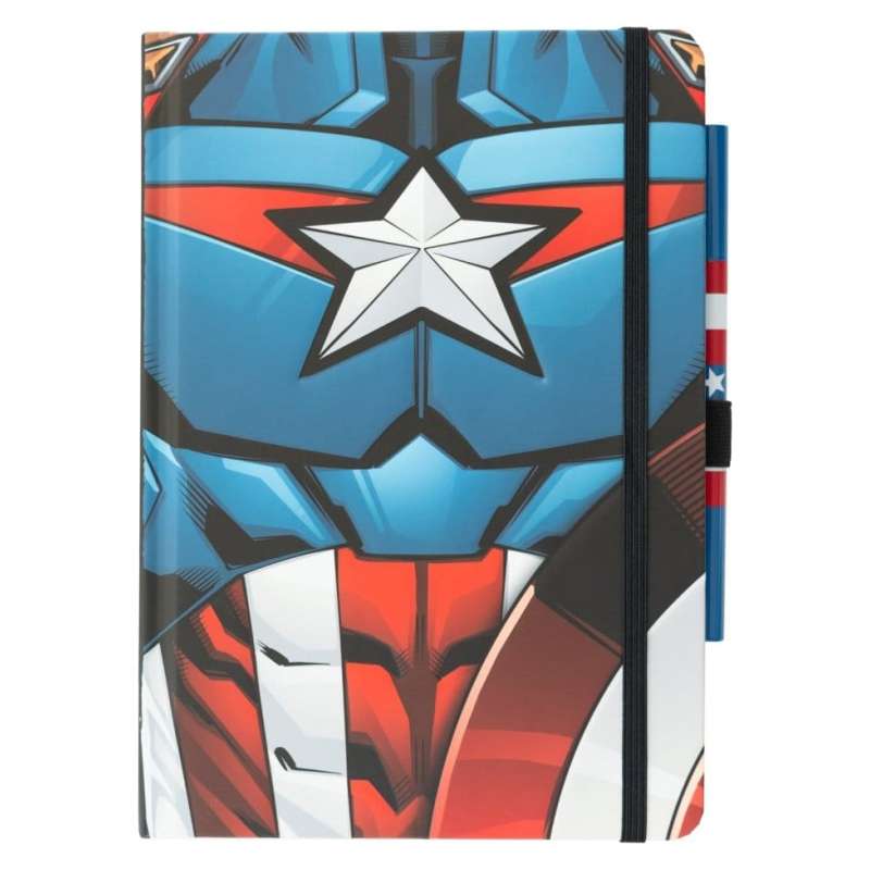 SPOTT-GR Marvel Captain America Uniform - Premium Notebook Σημειωματάριο A5 με Στυλό σε Μπλε / Κόκκινο Χρώμα