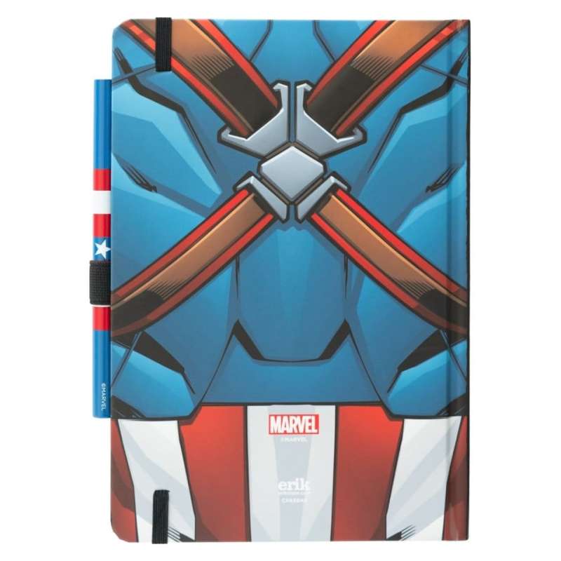 SPOTT-GR Marvel Captain America Uniform - Premium Notebook Σημειωματάριο A5 με Στυλό σε Μπλε / Κόκκινο Χρώμα