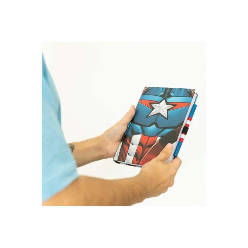 SPOTT-GR Marvel Captain America Uniform - Premium Notebook Σημειωματάριο A5 με Στυλό σε Μπλε / Κόκκινο Χρώμα
