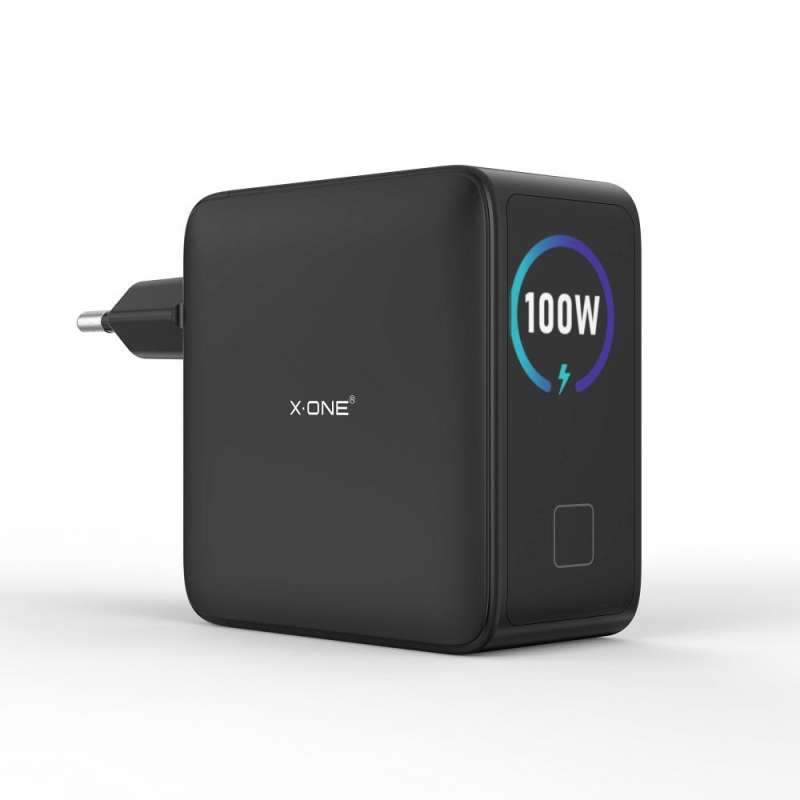 SPOTT-GR X-ONE ChargeGo - Φορτιστής GaN με Οθόνη LCD 100W και Υποδοχές 2x Type-C σε Μαύρο Χρώμα